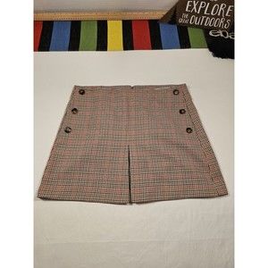 Mango Womens Houndstooth Mini Skirt Size Large Color Brown & Red